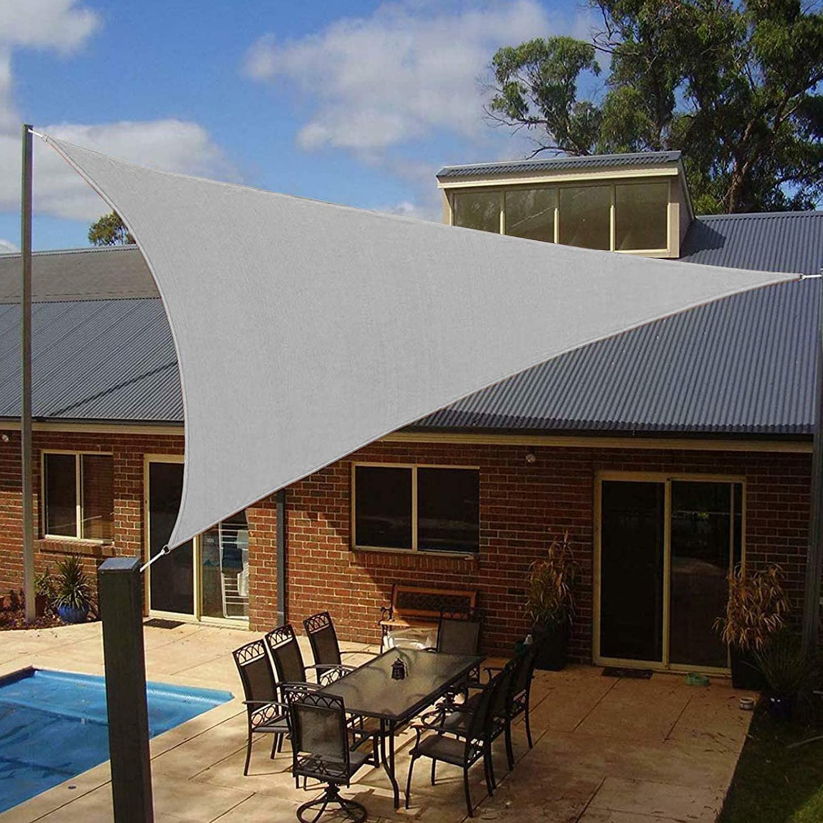 Triangle Sun Shade Sail 8.2 FT - UV Resistant Outdoor Canopy for Patio, Garden & Backyard | Perfect for Picnics, Poolside Lounging & Summer Activities