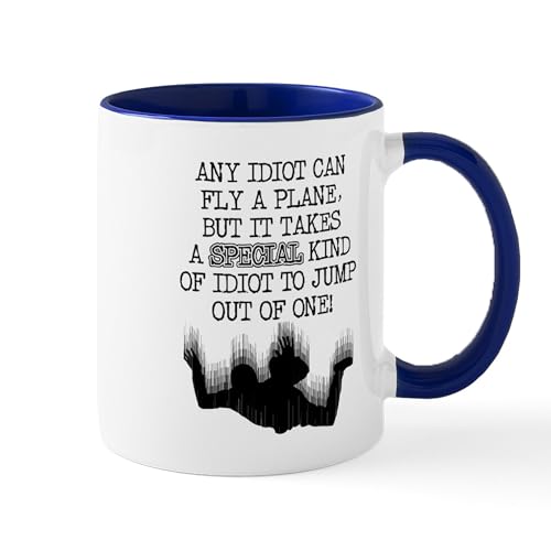 White/Navy Inside - Special Idiot Skydiver Skydiving Funny T Shirt Mug