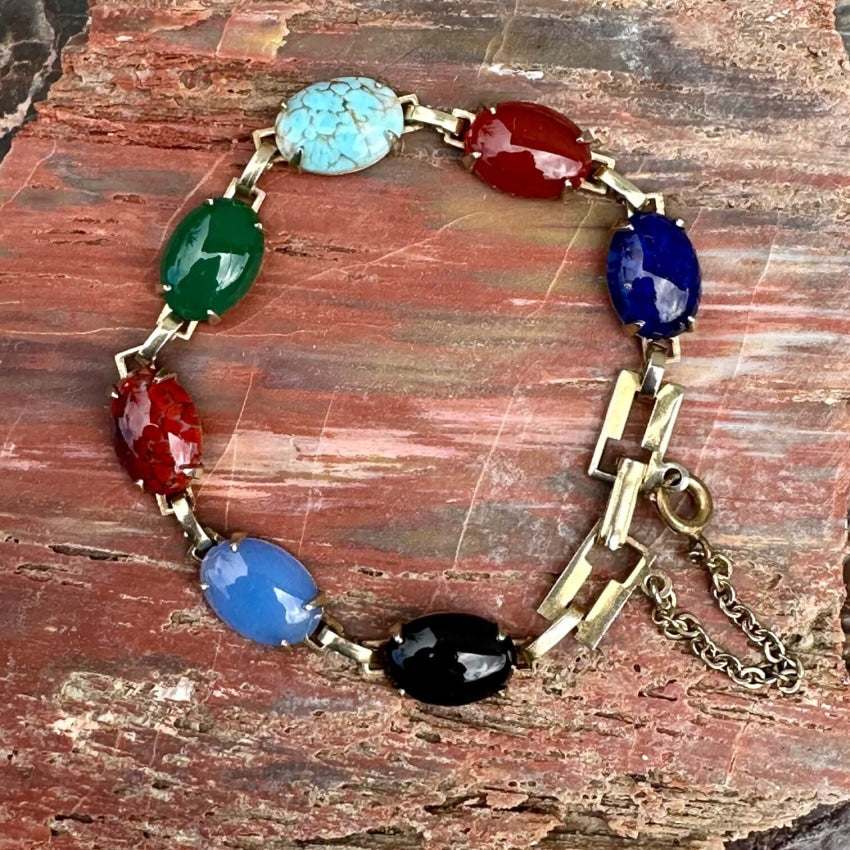 Vintage Gold Filled Glass Stone Bracelet - Elegant Dainty Jewelry for Women, Perfect for Weddings, Parties & Everyday Wear