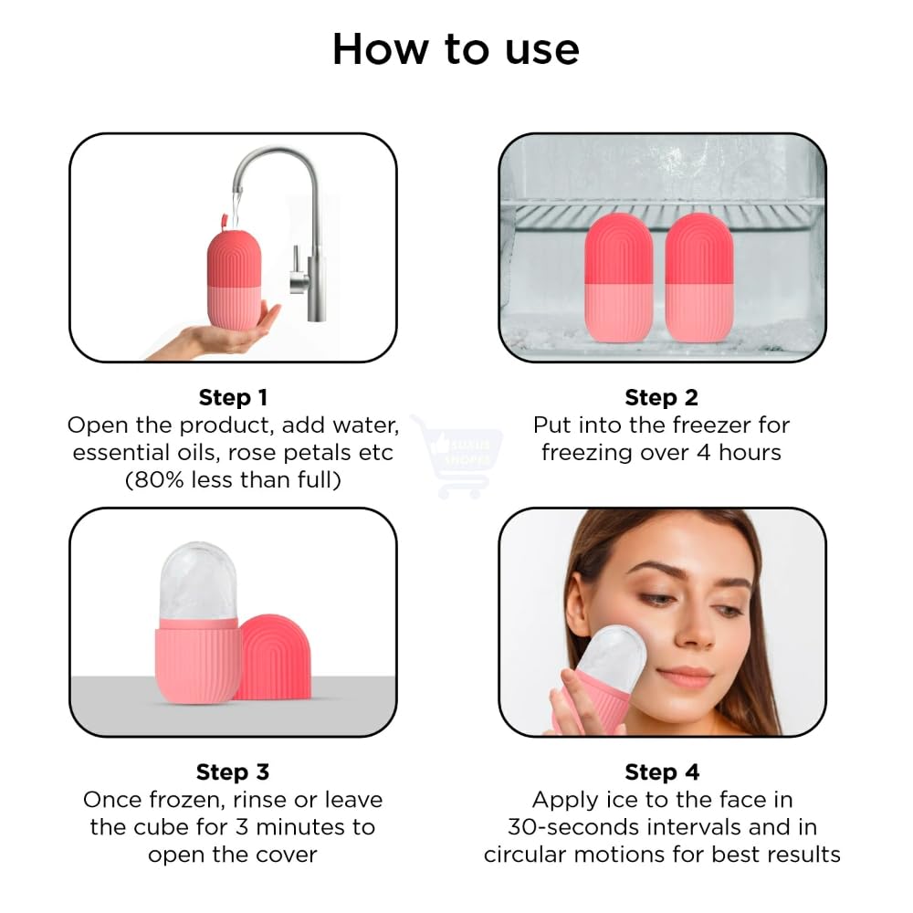 SUXUS SHOPEE Ice Roller for Face, Neck & Eyes - Leakproof Facial Massage Tool for Puffiness & Wrinkles - Perfect for Skincare Routine, Morning Depuffing & Post-Workout Recovery
