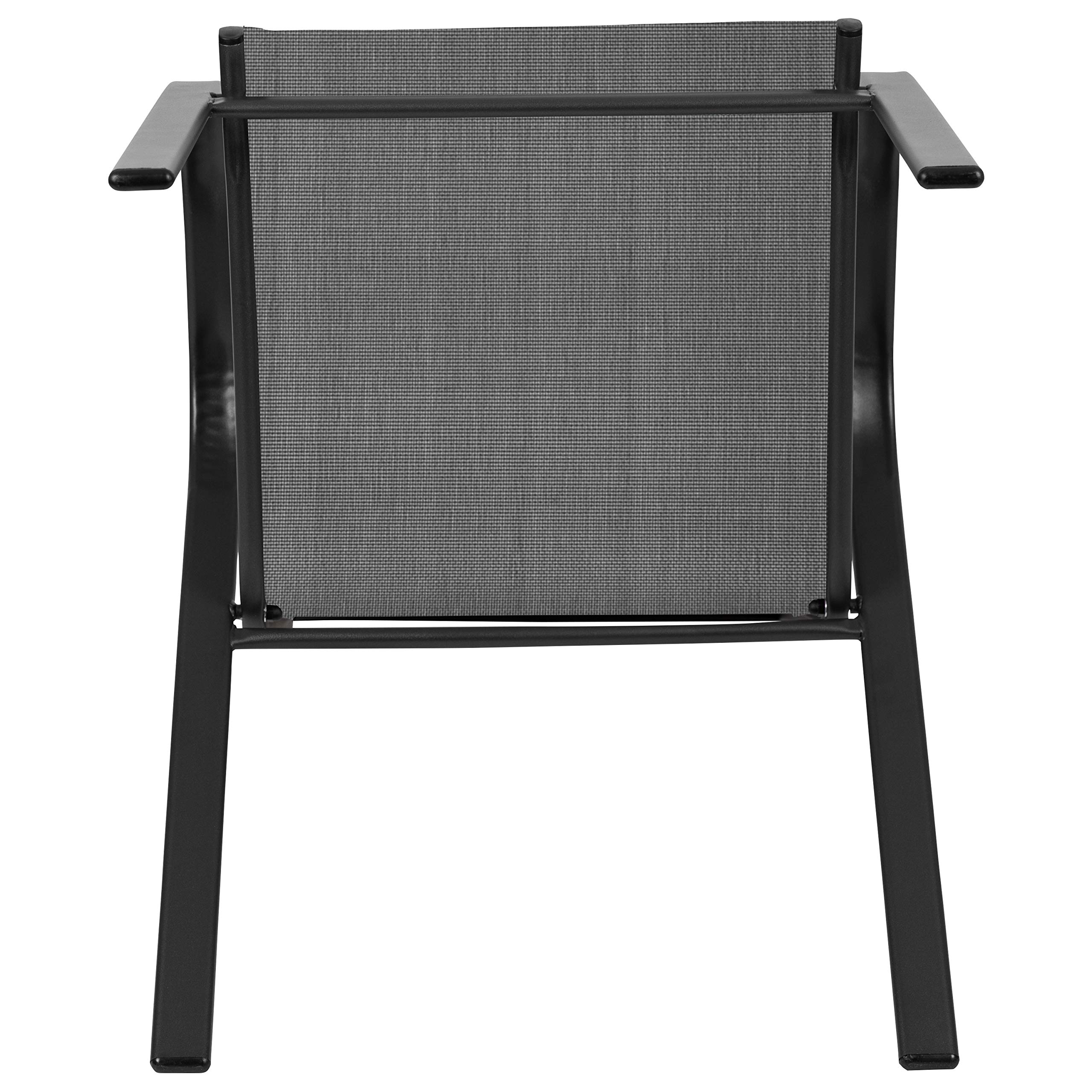 Flash Furniture Brazos Series Outdoor Stackable Patio Chairs with Flex Comfort Material - Set of 5 Black Modern Sling Chairs for Backyard, Poolside & Garden Relaxation