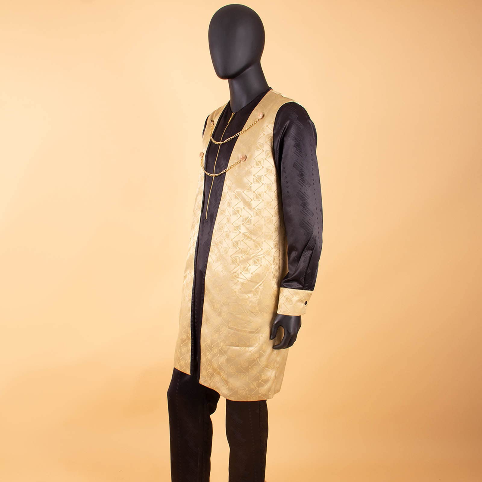 African Men's 3-Piece Suit Set - Stylish Zip Jacket, Button Shirt & Slim Fit Pants with Traditional Print | Perfect for Weddings, Cultural Celebrations, Parties & Formal Events | Great for Grooms, Family Gatherings & Special Occasions