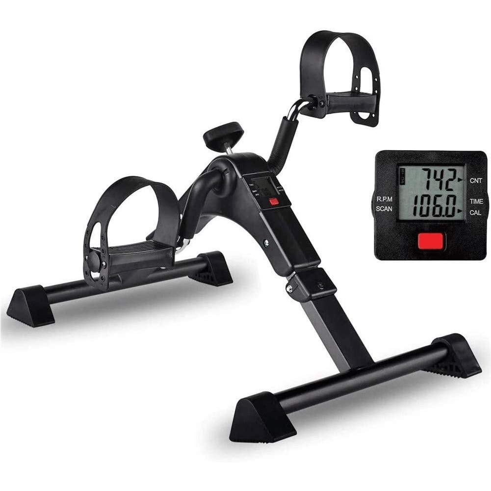 YRBDSA Under Desk Bike Pedal Exerciser - Portable Folding Mini Exercise Bike for Arms & Legs Workout with LCD Display - Home & Office Fitness Equipment for Sedentary Workers (Black) | Perfect for Work from Home, Office Workouts & Physical Therapy
