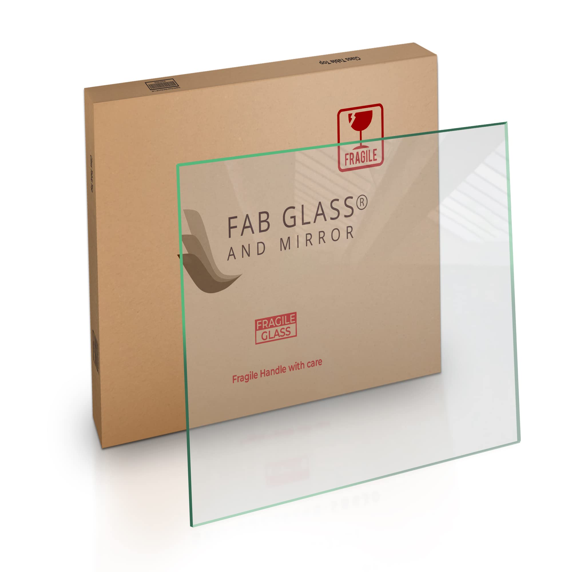 34 Inch Clear Square Glass Table Top by Fab Glass and Mirror - Perfect for Dining Room, Living Room, and Office Furniture