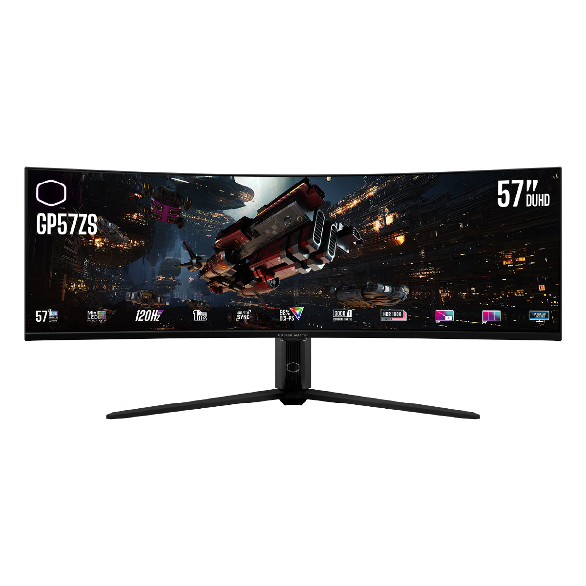 Cooler Master GP57ZS 57-Inch DUHD 120Hz VA Mini LED 32:9 Curved Gaming Monitor - Immersive Esports & Multitasking Experience for PC & Console Gamers