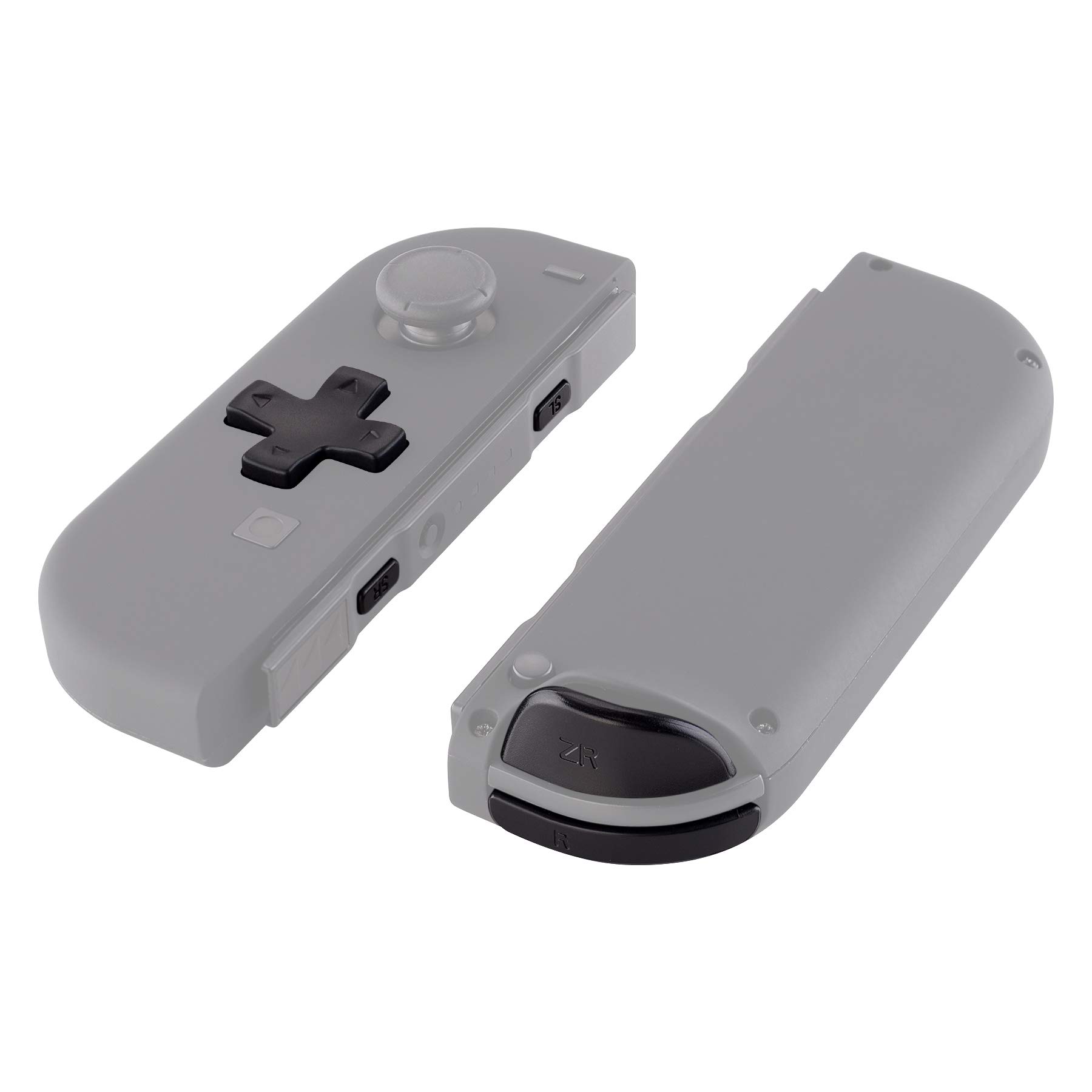 ExtremeRate Replacement D-pad & Button Kit for Nintendo Switch & OLED Joy-Con - Black ABXY Keys, SR SL L R ZR ZL Triggers with Springs (D-pad Compatible with ExtremeRate Shell Only) - Perfect for DIY Repairs & Controller Customization