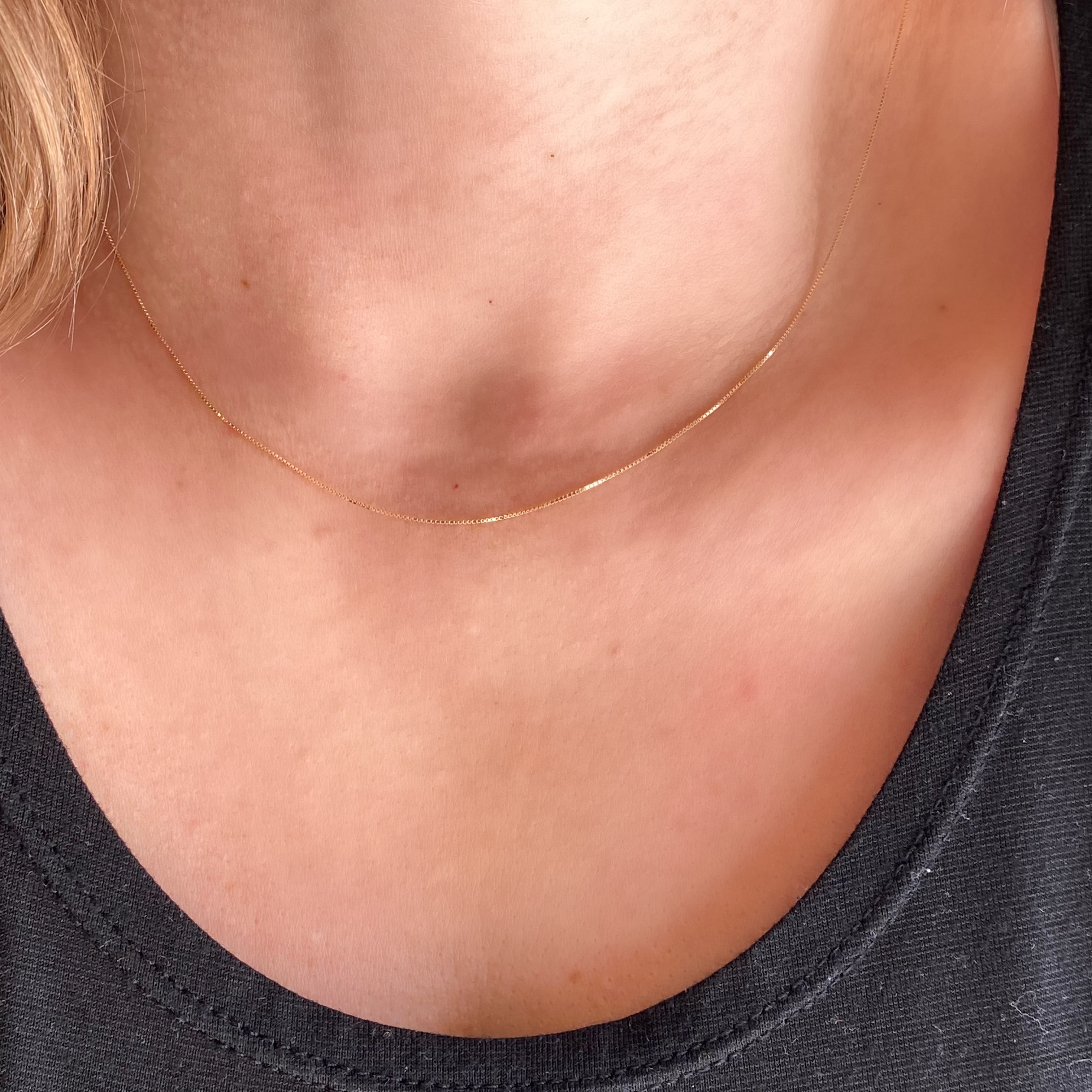 18K Solid Gold Box Chain Necklace for Women - Durable & Hypoallergenic Fine Jewelry Gift for Her - Perfect for Weddings, Anniversaries & Everyday Elegance