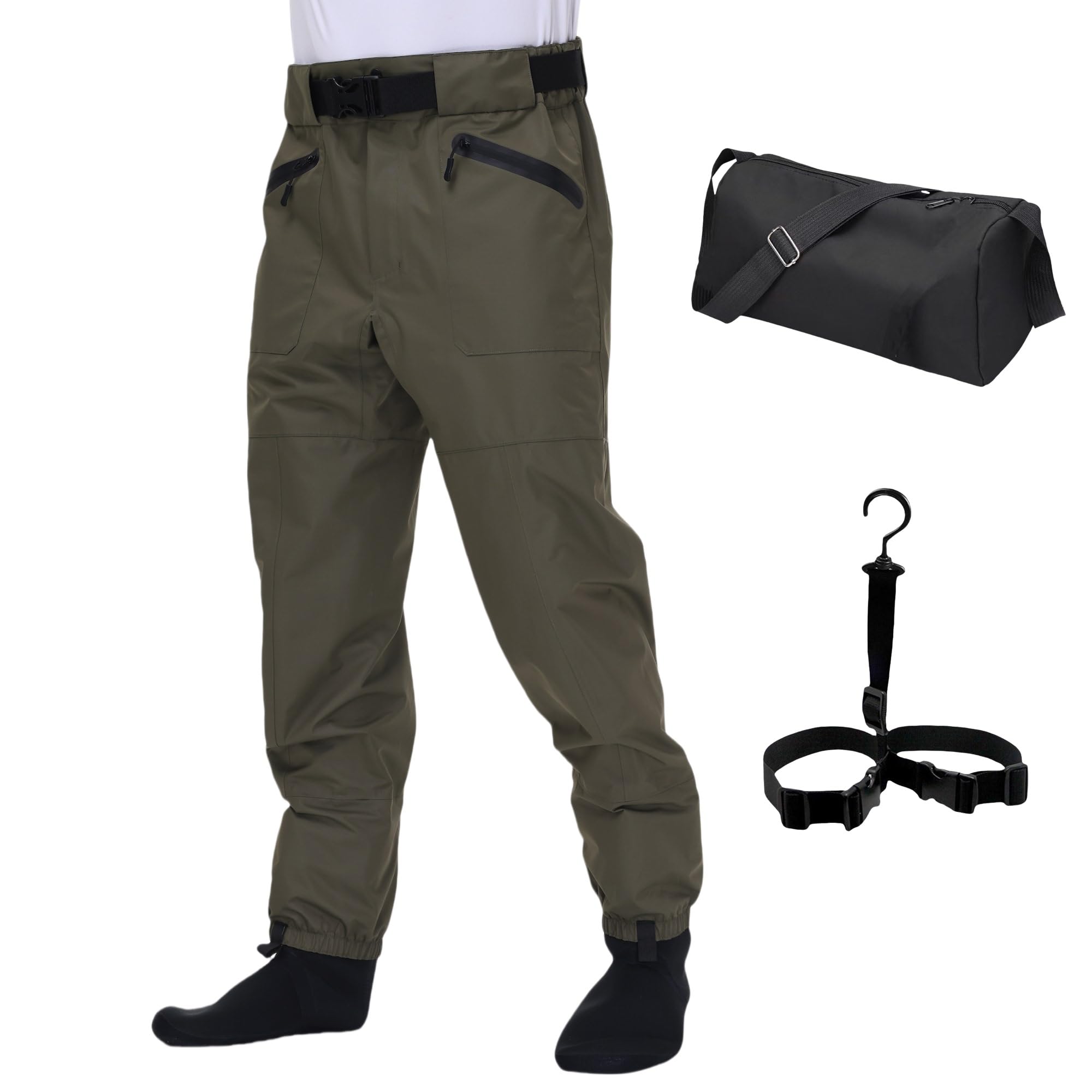 **Men's & Women's Fishing Waders – Neoprene Stocking Foot Wading Pants with Pockets – Ideal for Fly Fishing, Trout Fishing & Outdoor Water Activities**