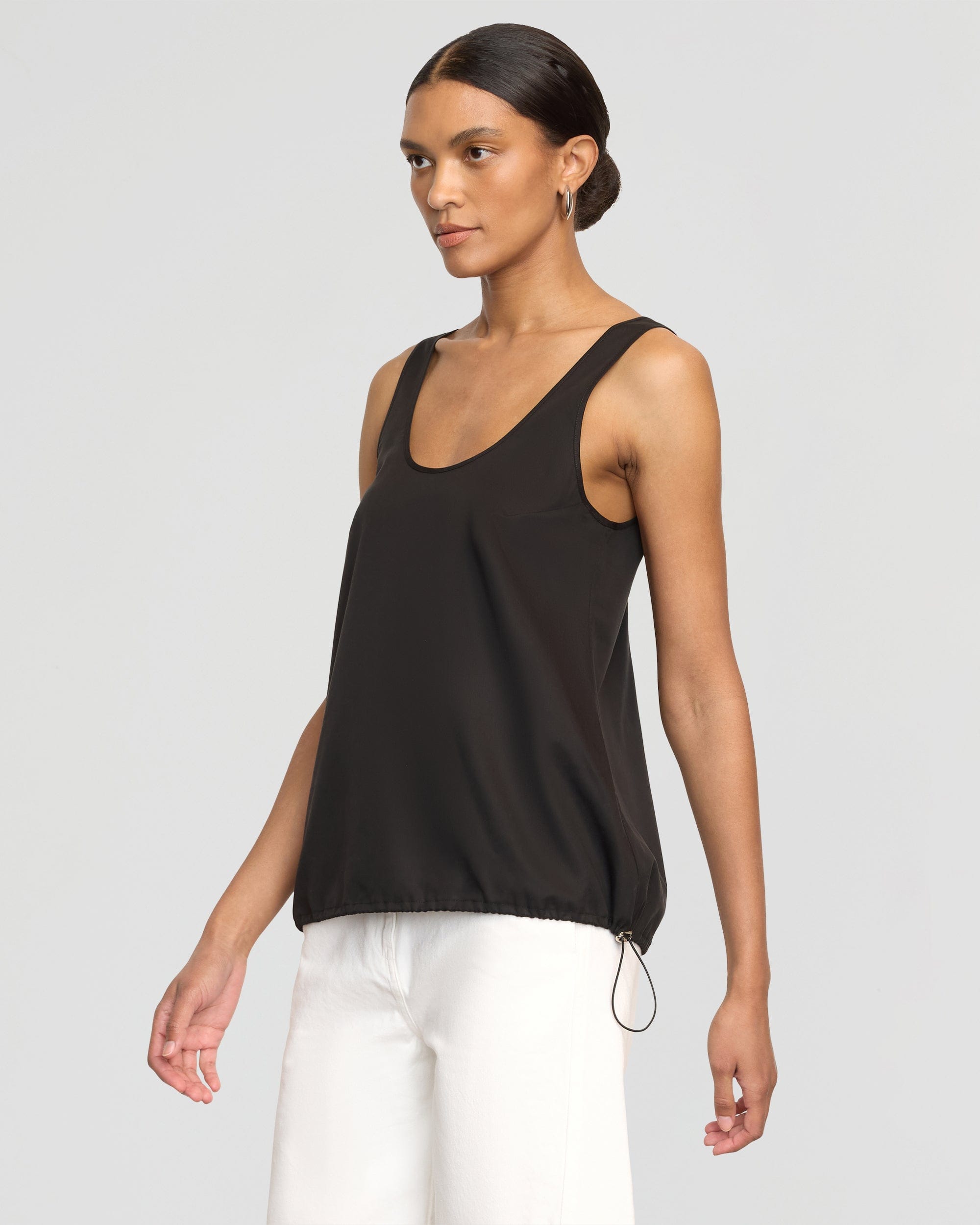 Miller Drawstring Hem Tencel Blend Tank Top - Women's Breathable Casual Summer T-Shirt for Beach, Yoga & Everyday Wear