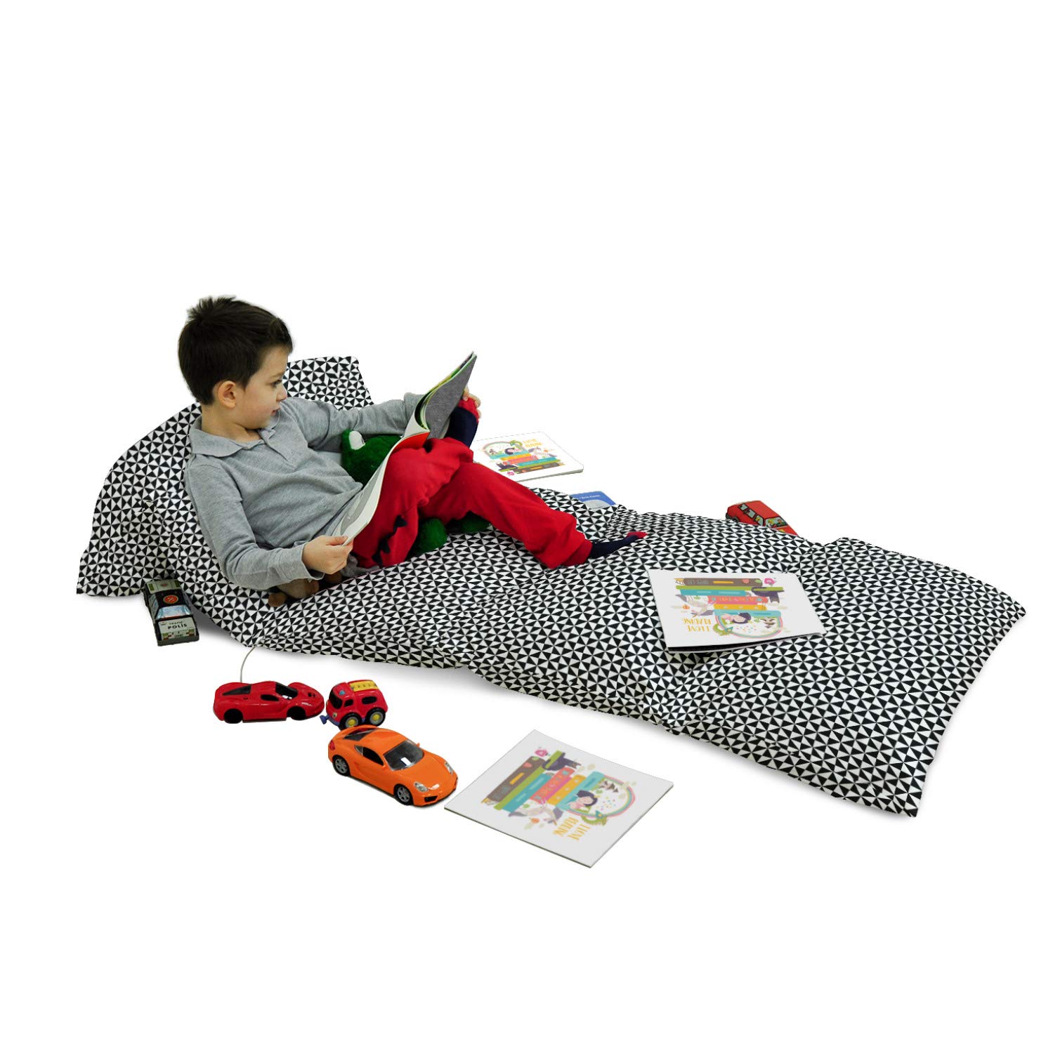 Ambesonne Pinwheel Floor Pillow Lounger Cover - Modern Black & White Abstract Geometric Design, 88