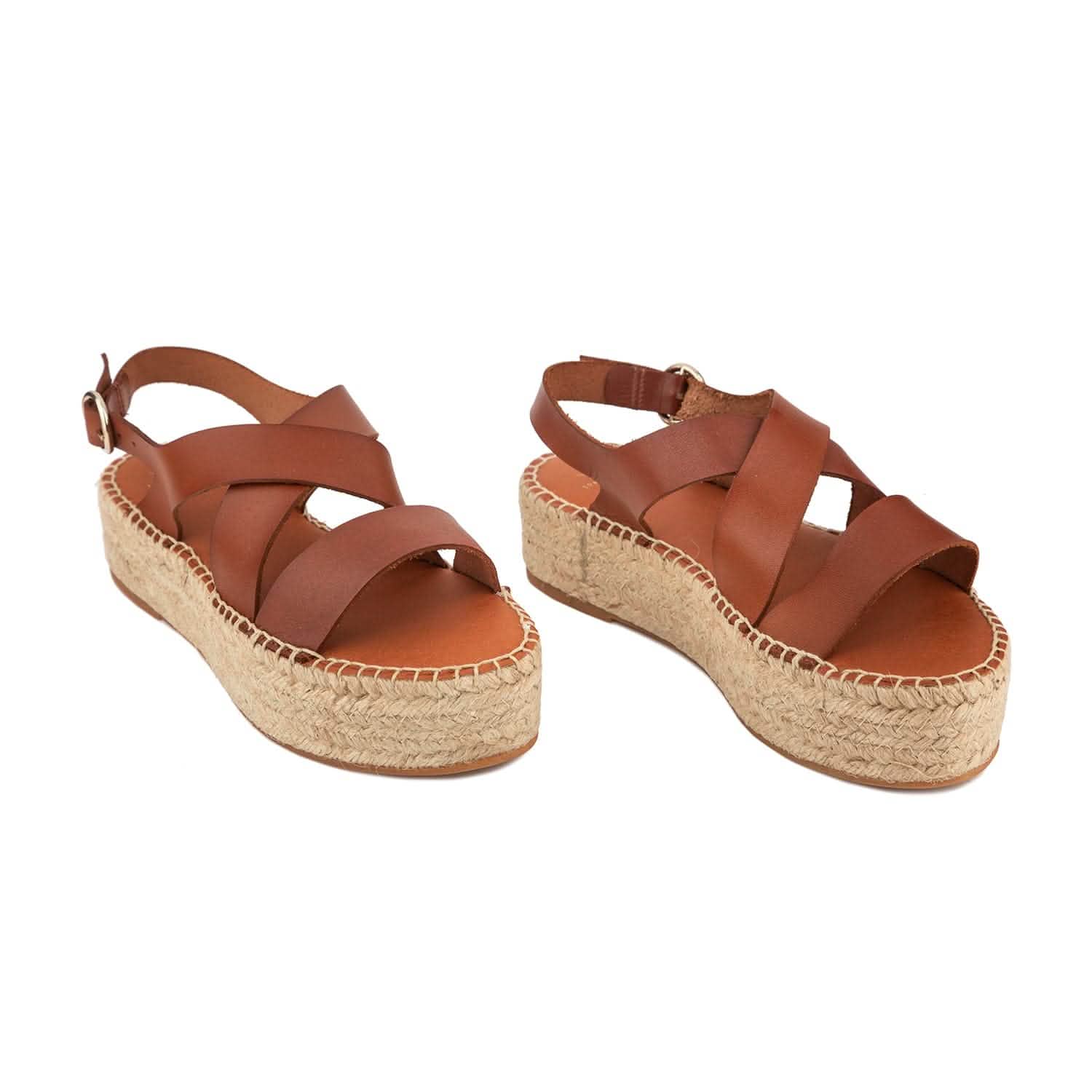 Women's Plain Leather Platform Espadrilles - Comfortable Summer Wedge Sandals for Casual Outings & Beach Vacations