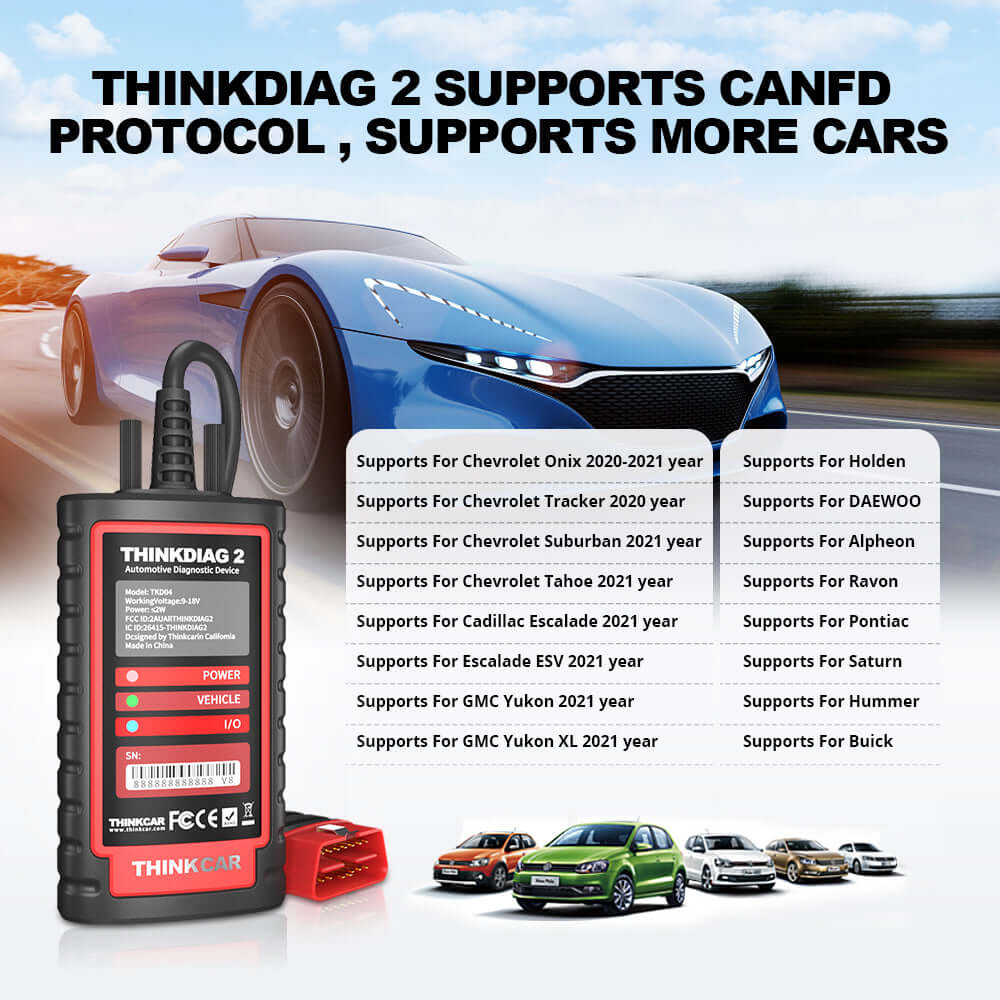 THINKCAR ThinkDiag 2 CAN FD Bidirectional OBD2 Scanner - Professional Automotive Diagnostic Tool for Car, Truck & SUV - Read & Clear Codes, Reset Oil Light, Check Engine Light - Perfect for Mechanics & DIY Enthusiasts