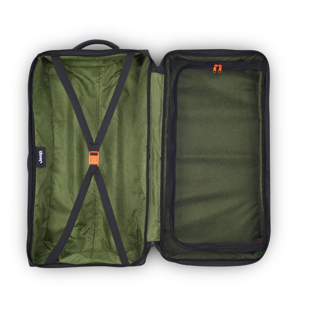 Jeep 2 Wheel 29-Inch Rolling Duffle Bag - Black Travel Luggage for Men & Women, Perfect for Gym, Camping, and Weekend Getaways