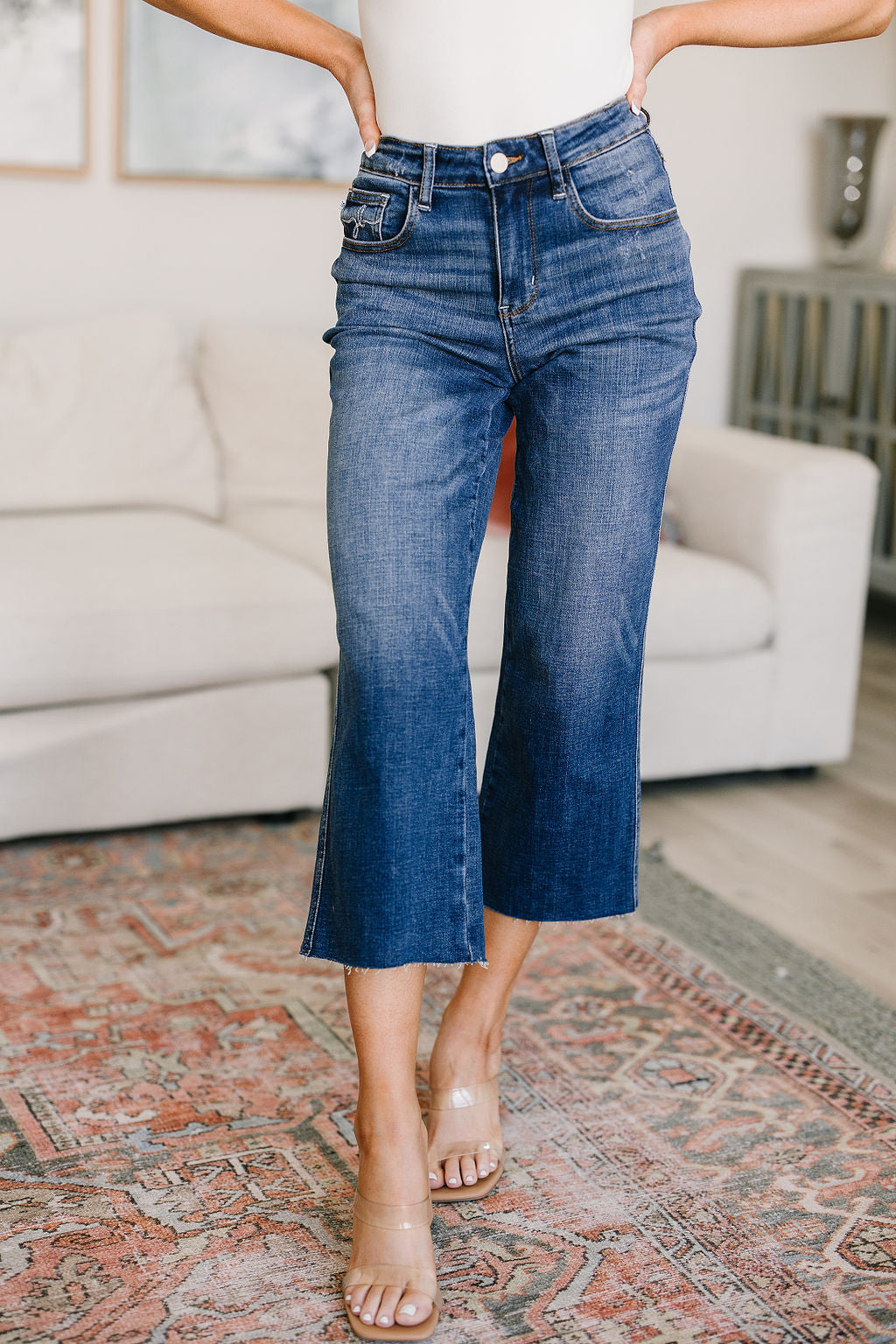 Hayes High Rise Wide Leg Crop Jeans for Women - Comfortable Stretch Denim Pants for Casual Outfits, Workwear & Street Style Fashion