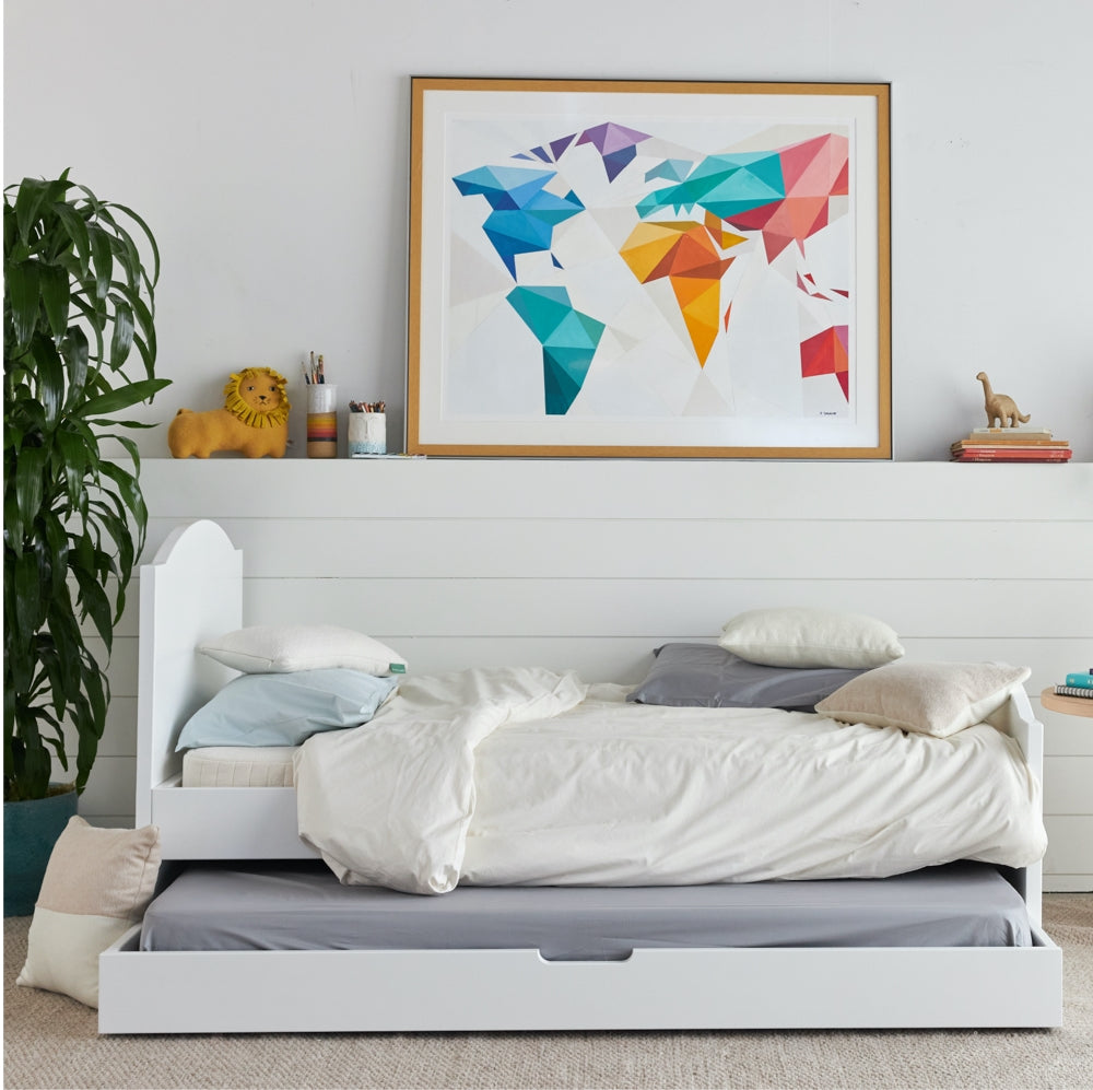 Kids Trundle Bed Frame with Storage - Twin Size Wooden Daybed for Small Spaces - Perfect for Sleepovers, Guest Rooms & Kids' Bedrooms