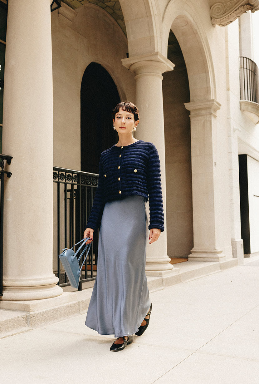 Cindy Cotton Cardigan for Women - Soft Navy Blue Knit Sweater | Perfect for Fall Layering & Casual Outfits