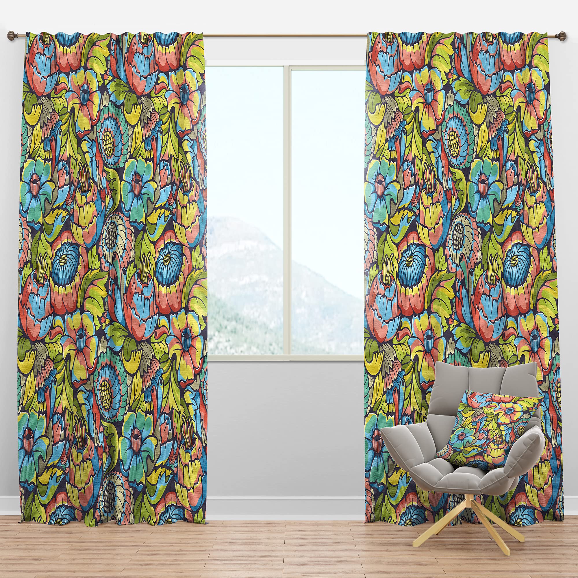 DesignQ Blackout Curtains - Thermal Insulated Floral Pattern Drapes for Bedroom & Living Room (52x108, Single Panel) - Perfect for Light Blocking, Privacy & Home Decor