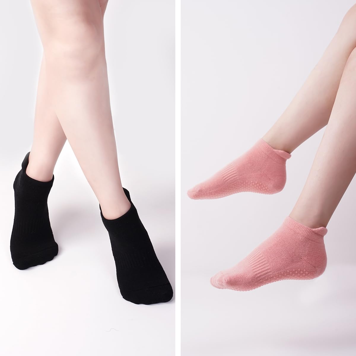 3 Pairs Non-Slip Grip Socks for Women - Anti-Skid Yoga, Pilates & Soccer Socks with Breathable Cotton - Perfect for Workout, Dance, Gym & Home Use