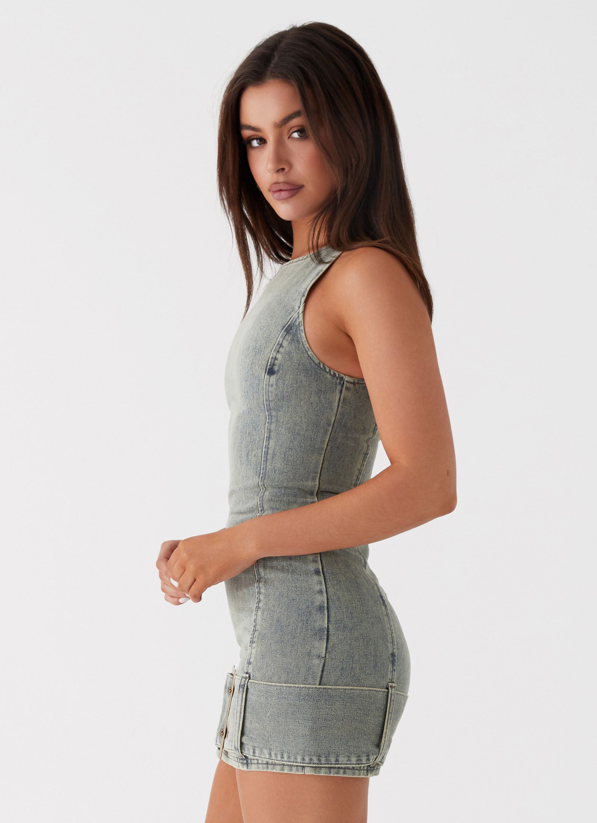 Dark Matter Mini Dress - Washed Denim Vintage Style Women's Short Dress for Casual Wear, Date Night & Summer Outfits