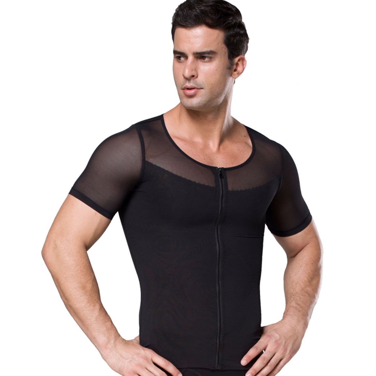 FEOYA Men's Slimming Body Shaper Tank Top with Zipper - Tummy Control Compression Undershirt for Workout & Everyday Wear