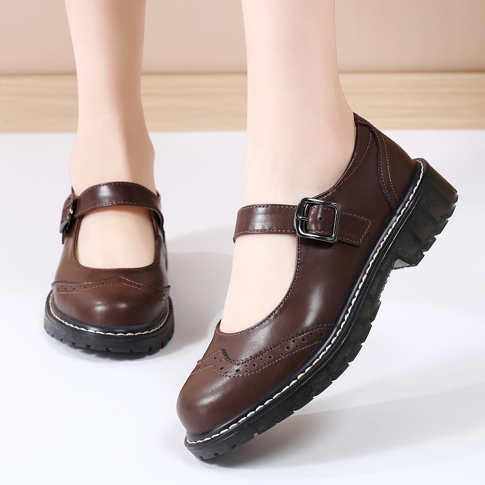 Women's Mary Jane Flats - Comfortable Leather Oxford Shoes with Round Toe & Non-Slip Sole | Dressy & Casual Style for Work, School & Everyday Wear | Perfect for Office, Classroom & Daily Outfits
