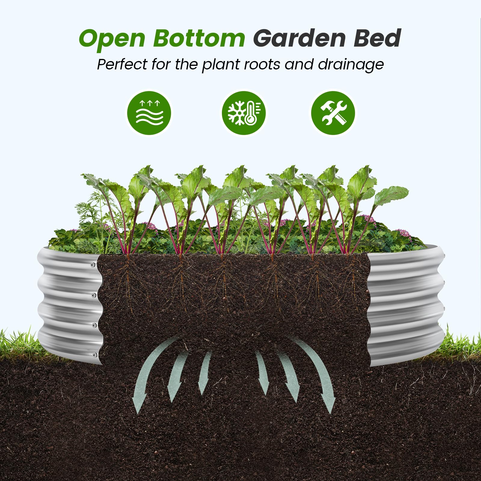 Galvanized Raised Garden Bed Kit - Large Round Metal Planter Box for Vegetables, Flowers & Herbs - Outdoor Gardening Solution for Backyard, Patio & Urban Farming - Durable & Rust-Resistant Design