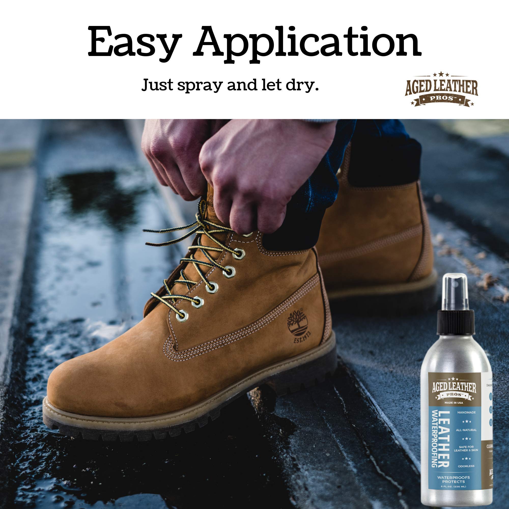 Premium Leather Waterproofing Spray (8 oz) - Protects Suede, Nubuck & All Leather Goods | Shoes, Bags, Jackets, Furniture & Car Interiors | Ideal for Rainy Weather & Outdoor Adventures