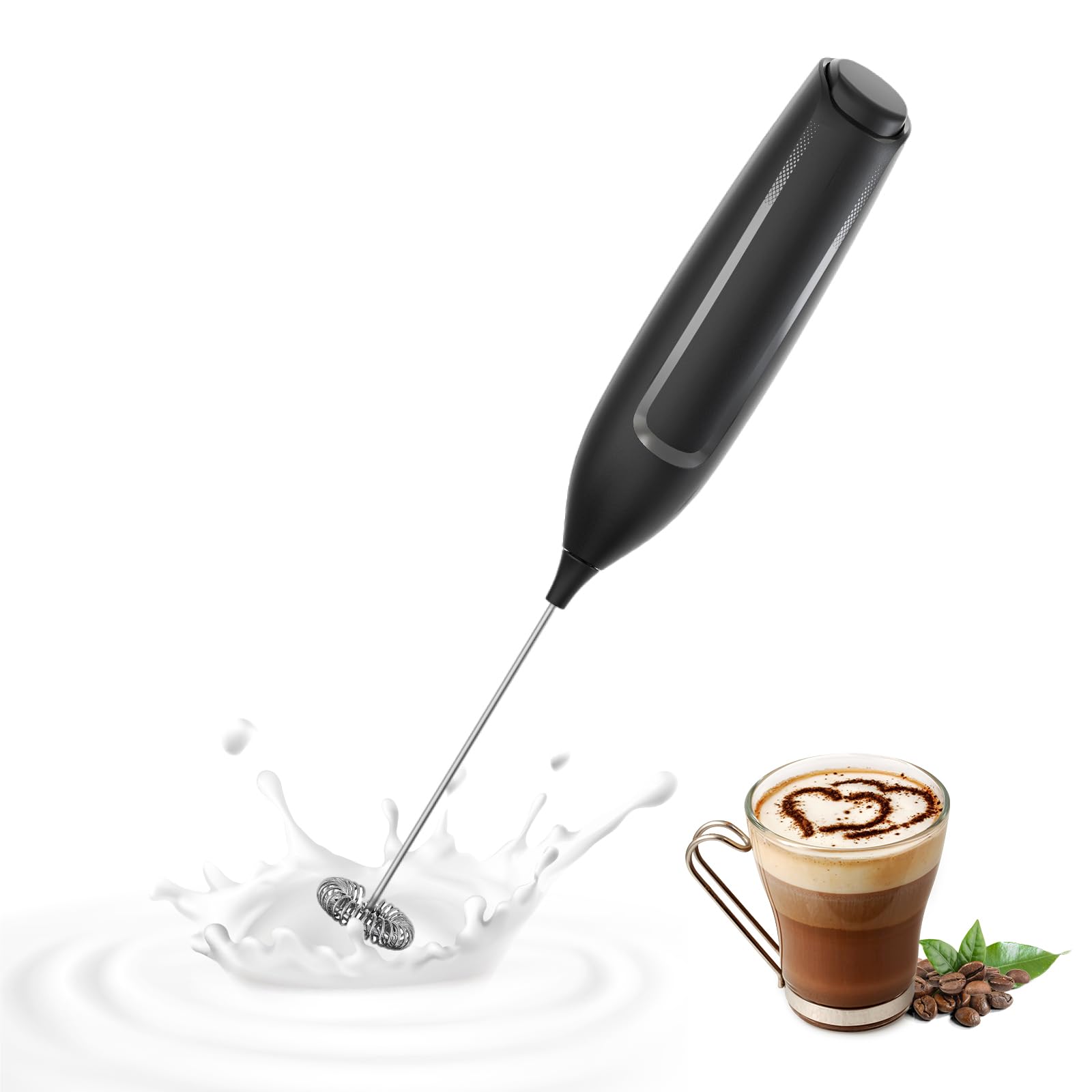 Premium Handheld Milk Frother - Electric Foam Maker with Stainless Steel Whisk for Coffee, Matcha, Lattes & Cappuccino | Battery Powered Drink Mixer | Perfect for Home, Office & Coffee Shops