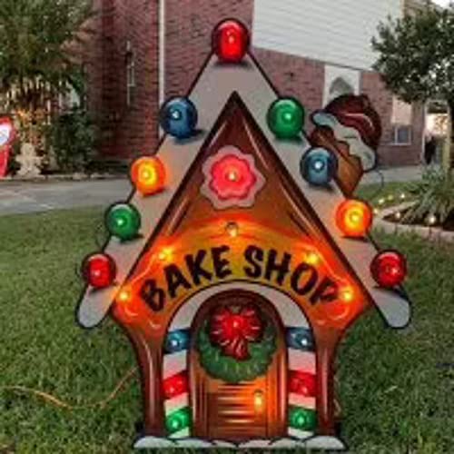 Lighted Christmas Lawn Decorations - Gingerbread Bake Shop Outdoor Holiday Lights | Festive Yard Decor for Christmas, Parties & Winter Celebrations