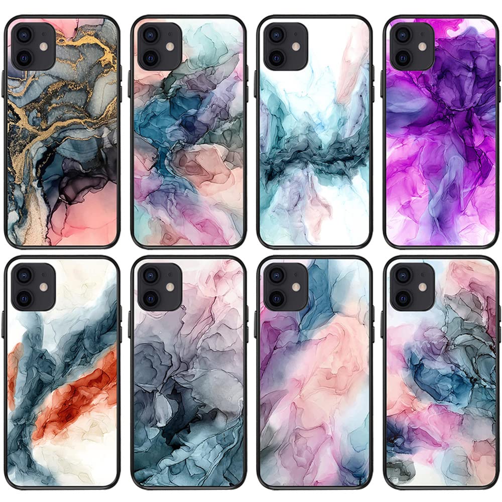 BOSTEPY Marble Print Watercolor Design Slim Protective Phone Case for iPhone 13 12 Pro Max 11 Mini XR XS X 7 8 Plus SE (2020/2022) 6s 6 - Custom Personalized Cover - Perfect for Everyday Use, Work & Travel
