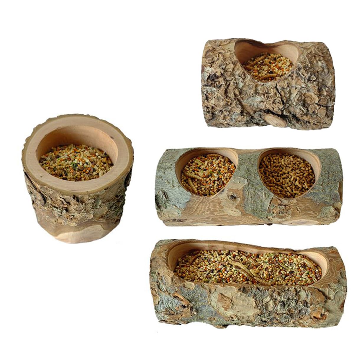 Natural Apple Wood Small Animal Feeding Bowl - Hamster, Guinea Pig, Chinchilla & Gerbil Food Dish | Durable Pet Bowl for Cage, Playpen & Outdoor Use