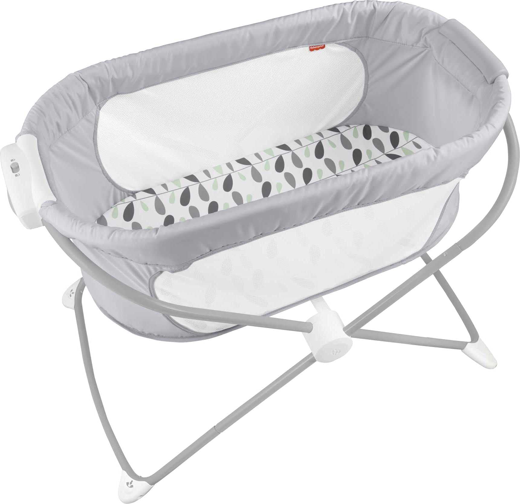 Fisher-Price Portable Baby Crib with Mesh Sides - Soothing View Bassinet, Slim Fold Design for Travel & Home Use - Safe Sleep Space for Newborns 0+ Months (Climbing Leaves Pattern) | Perfect for Nursery, Bedroom & On-The-Go Parenting