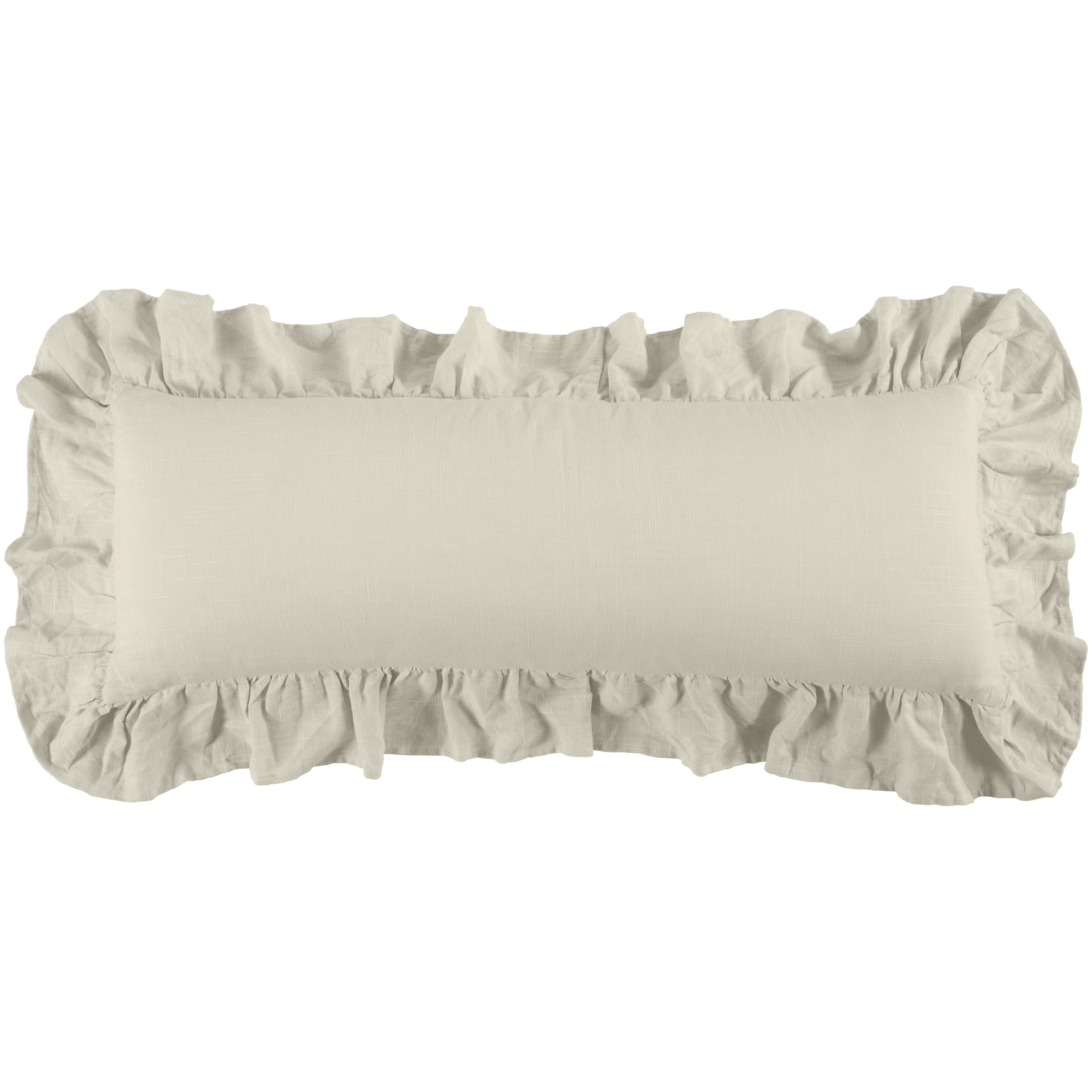 Washed Linen Ruffled Lumbar Pillow - Soft Decorative Throw Pillow for Sofa, Bed & Couch - Perfect for Home Decor, Living Room & Bedroom Accent