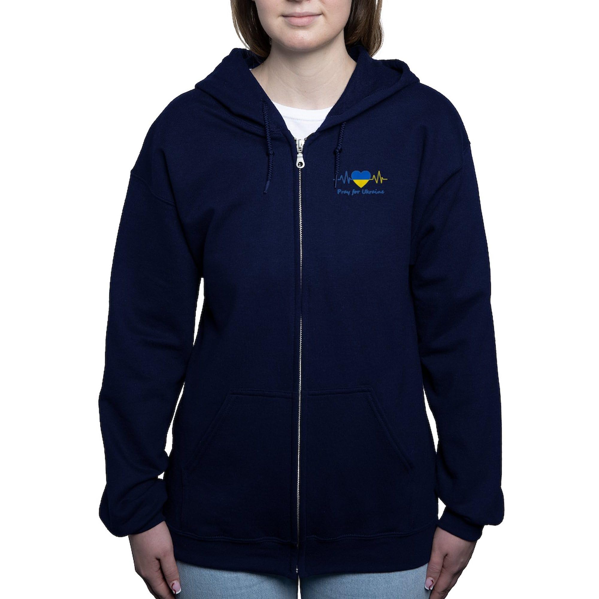 Pray For Ukraine Zip-Up Hoodie for Women - Ukraine Heartbeat Design, Comfortable Sweatshirt | Casual Wear, Support Ukraine Awareness