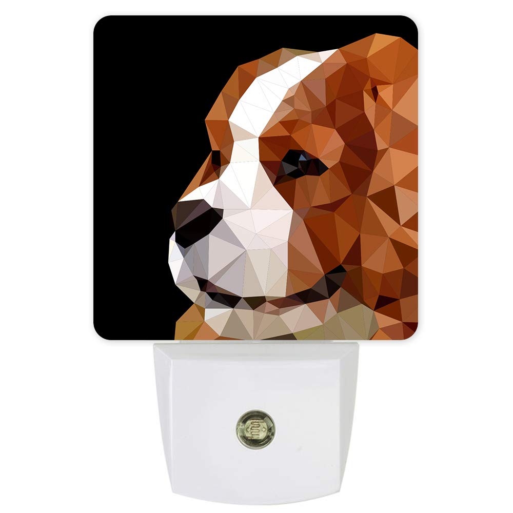 LED Night Light for Kids - Dusk to Dawn Sensor, Cute Geometric Dog Design, Plug-in Wall Light for Nursery, Bedroom, Bathroom, Hallway & Stairs - Perfect for Safe Nighttime Navigation & Cozy Room Decor