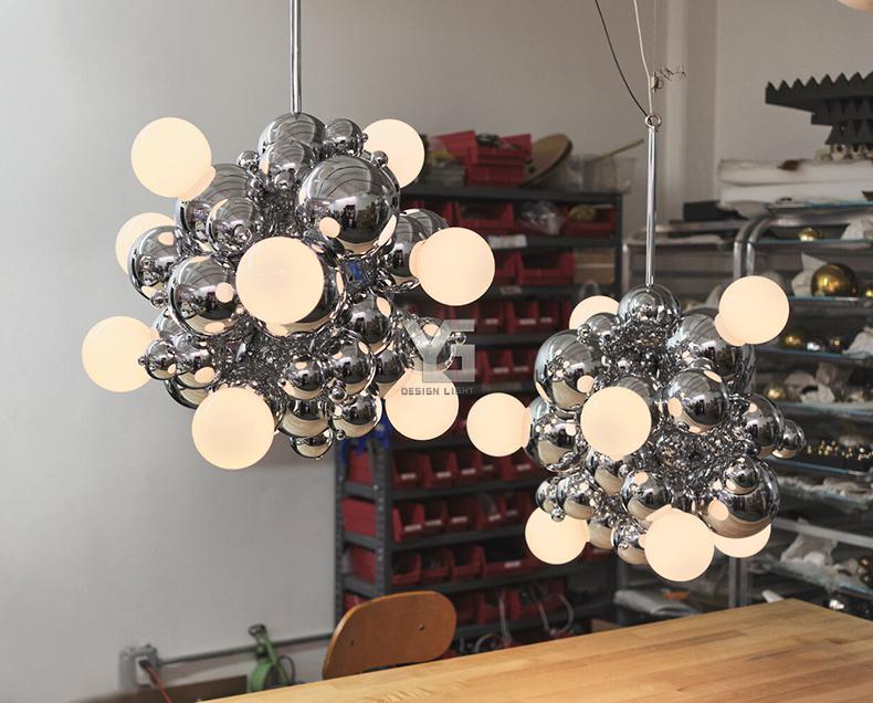 Modern Chrome Bubble LED Pendant Light - Dimmable Hanging Light Fixture for Kitchen Island, Dining Room, Bedroom & Living Room Decor