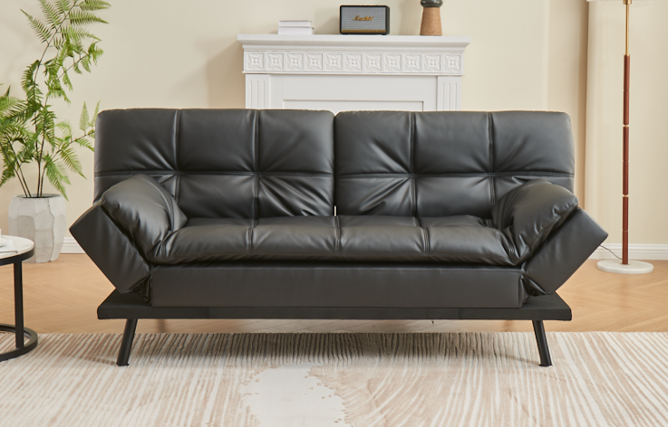 BlackVue Adjustable Sleeper Sofa with Split Back Design, Memory Foam Cushion & Sturdy Steel Legs - Perfect for Small Spaces, Guest Rooms, and Home Offices