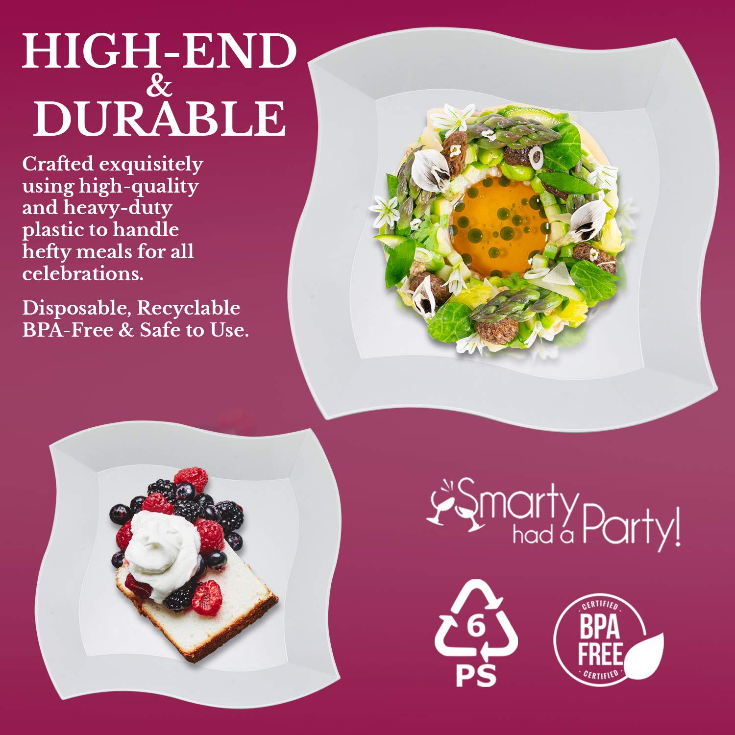 Elegant Disposable Plastic Dinnerware Sets for Weddings & Parties - Heavy Duty Wave Design Plates (120-Piece Combo Set, White) - Perfect for Wedding Receptions, Birthday Celebrations & Special Events