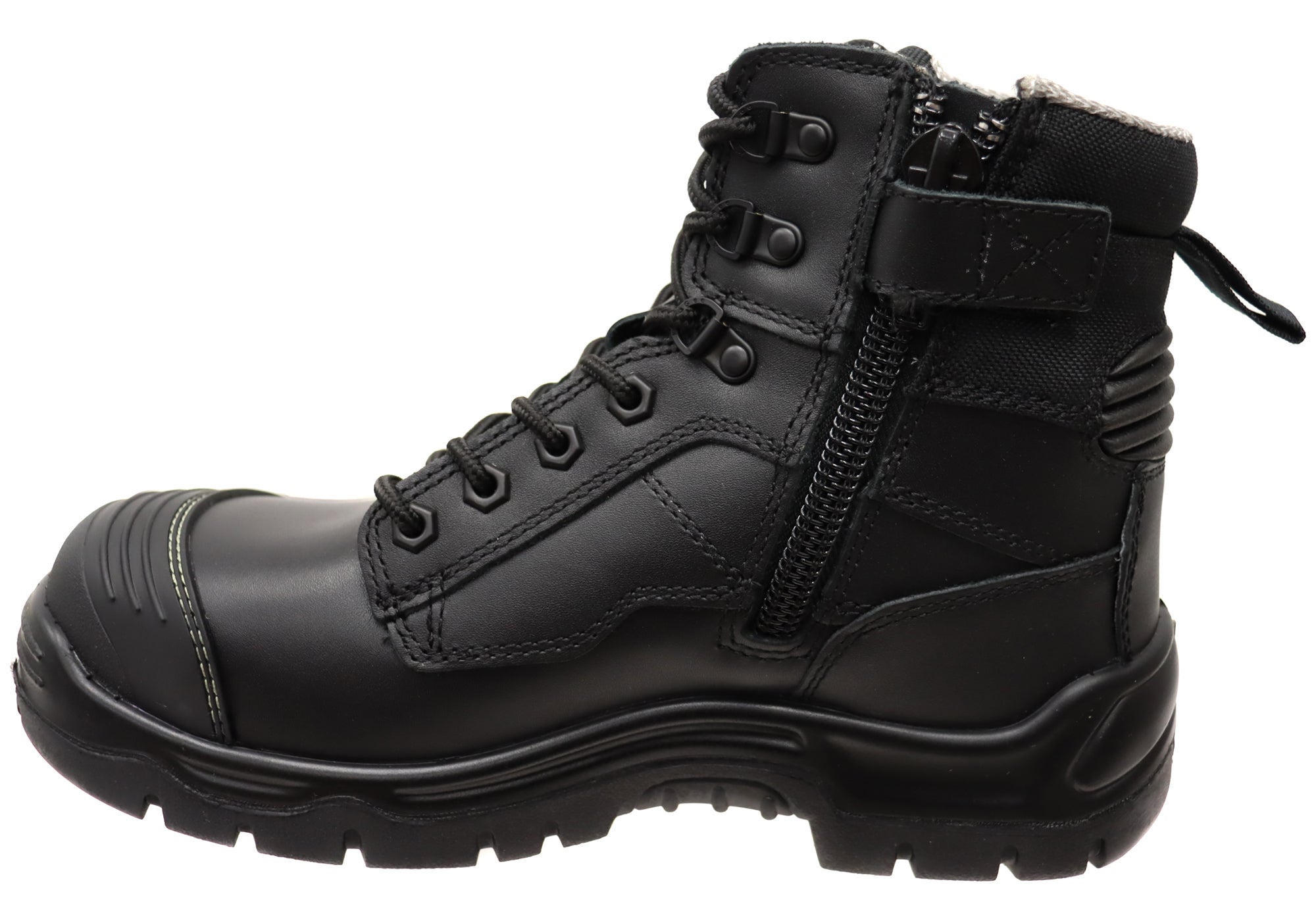 KingGee Men's Phoenix Zip Lace Composite Toe Safety Work Boots - Durable Steel Toe Shoes for Construction, Warehouse & Outdoor Work