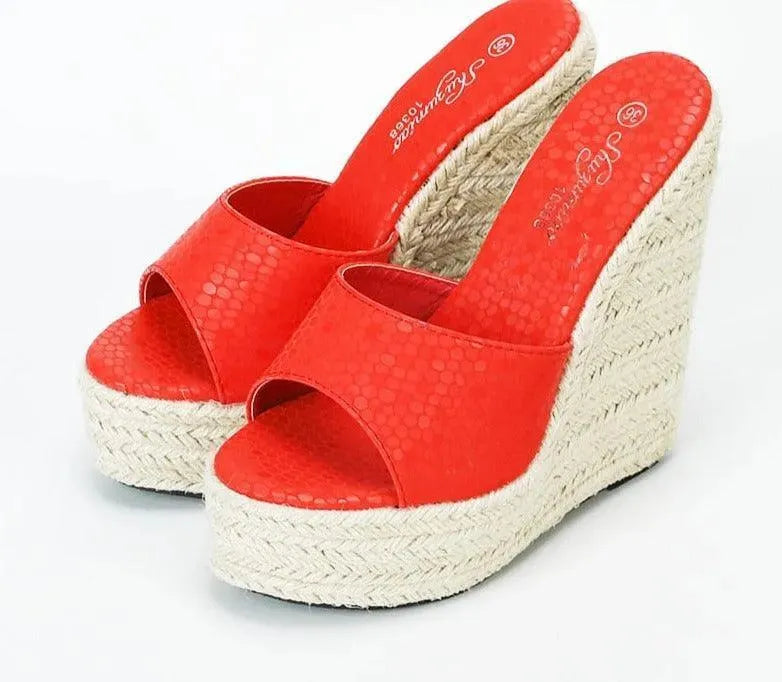 Women's Slip-On High Heel Wedge Sandals - Comfortable Summer Dress Shoes for Beach, Party & Wedding Occasions