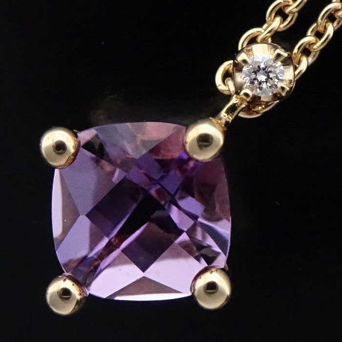 4℃ Amethyst Diamond Necklace K18PG - Elegant Purple Gemstone Jewelry for Women, Perfect for Weddings, Anniversaries & Special Occasions