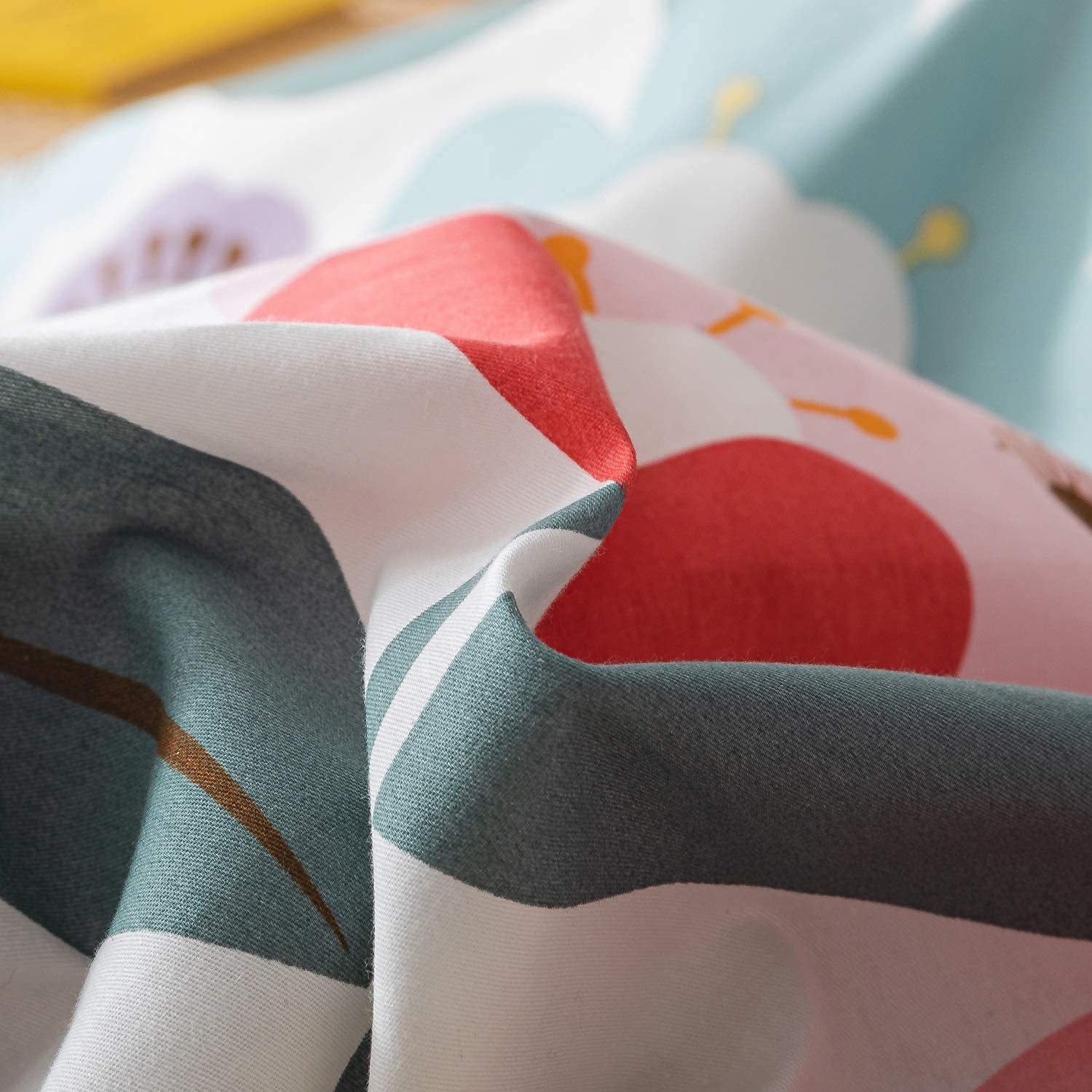 Jane yre Floral Duvet Cover Twin - 100% Cotton 3-Piece Bedding Set with Zipper Ties, Soft Breathable Luxury Comforter Cover in Fresh Garden Style Yellow/Red Flower Print (No Comforter Included) - Perfect for Kids' Rooms, Guest Bedrooms & Boho Chic Home Decor