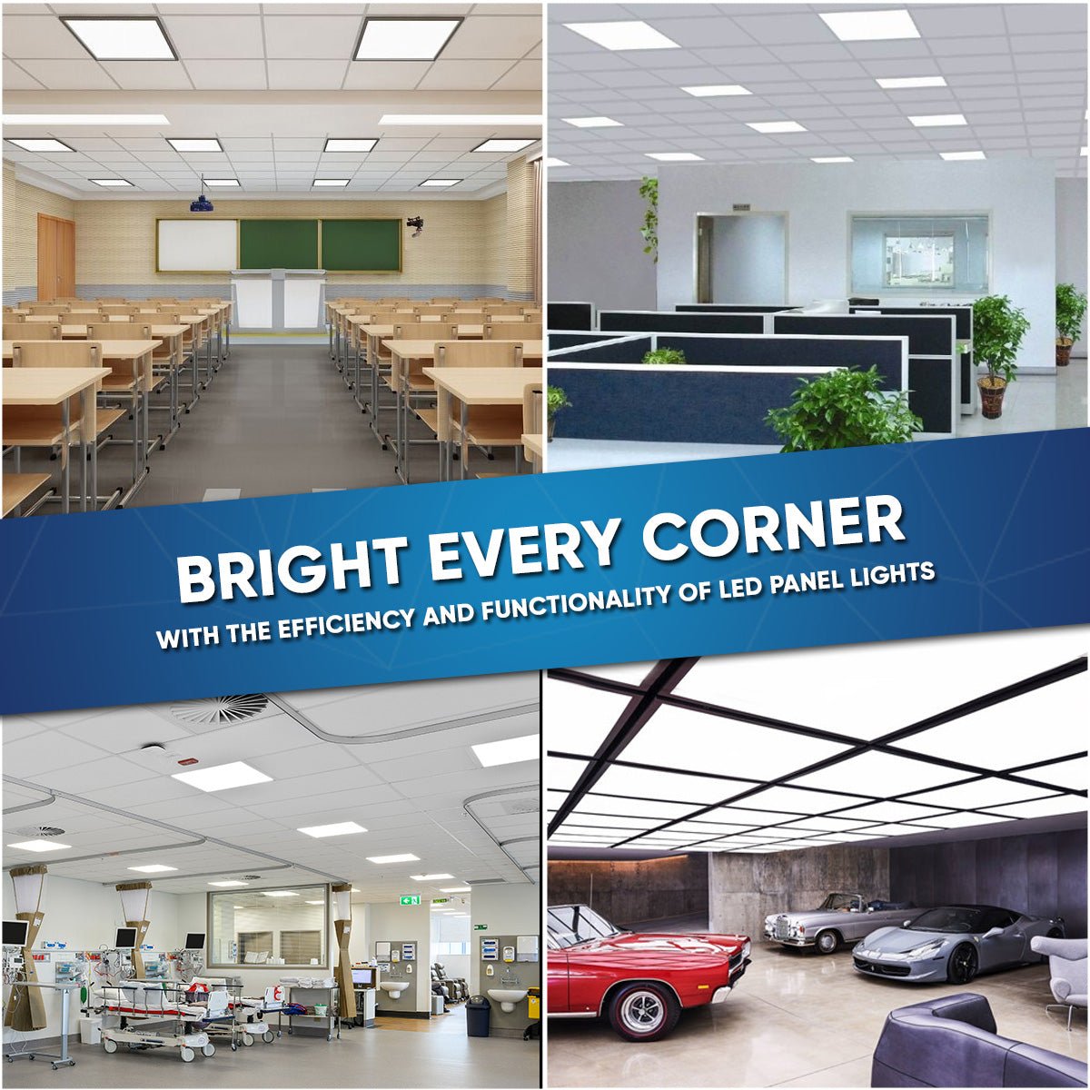 2 ft x 2 ft LED Panel Light 20W/30W/40W Adjustable, 4000K-6500K CCT Selectable, Dimmable with 0-10V & Dip Switch, 120-277V Wide Voltage, ETL & DLC 5.1 Certified - Perfect for Office Lighting, Classroom, Hospital, Retail Store & Commercial Spaces
