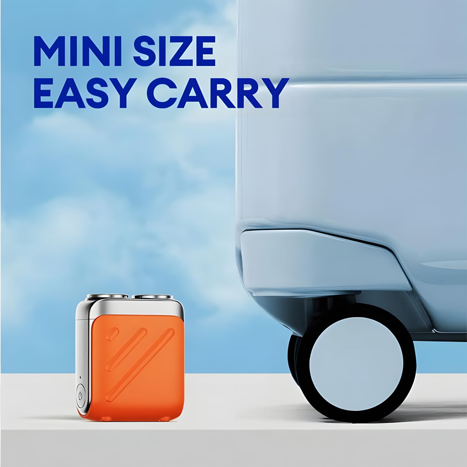 R-12 Mini Portable Electric Beard Shaver - USB Rechargeable Travel Razor with Suitcase Design, One-Button Operation & Long Battery Life for Men - Perfect for Home, Business Trips & On-the-Go Grooming (Blue)