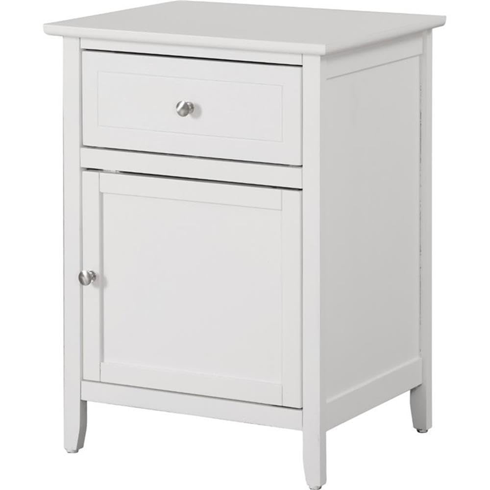 Glory Furniture Izzy 1-Drawer 1-Door White Nightstand - Perfect for Bedroom, Guest Room & Nursery Storage