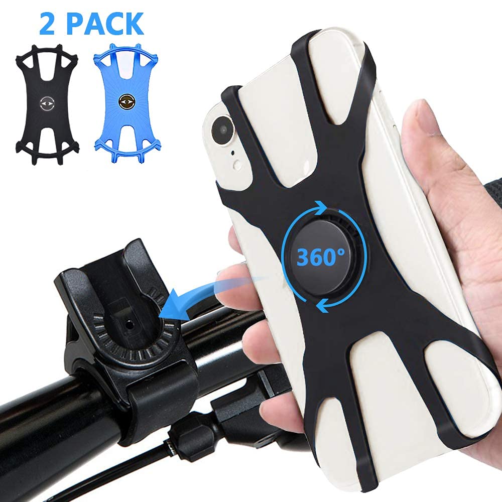 Ellis Kas 2 Pack Universal Motorcycle Phone Mount - 360° Adjustable Bike Phone Holder for iPhone 7/8/X/11/12/Pro/Plus, Samsung Galaxy, Google Pixel, Nubia, LG - Perfect for Cycling, Commuting & Outdoor Adventures