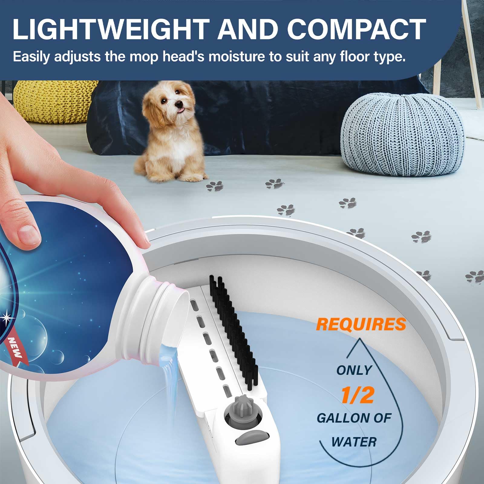 VENETIO Self-Wringing Spin Mop and Bucket Set with 2 Microfiber Pads - All-in-One Wet Dry Floor Cleaning System for Hardwood, Tile, Vinyl, Laminate & Marble Floors | Safe & Effective for Kitchen, Bathroom & Living Room Cleaning