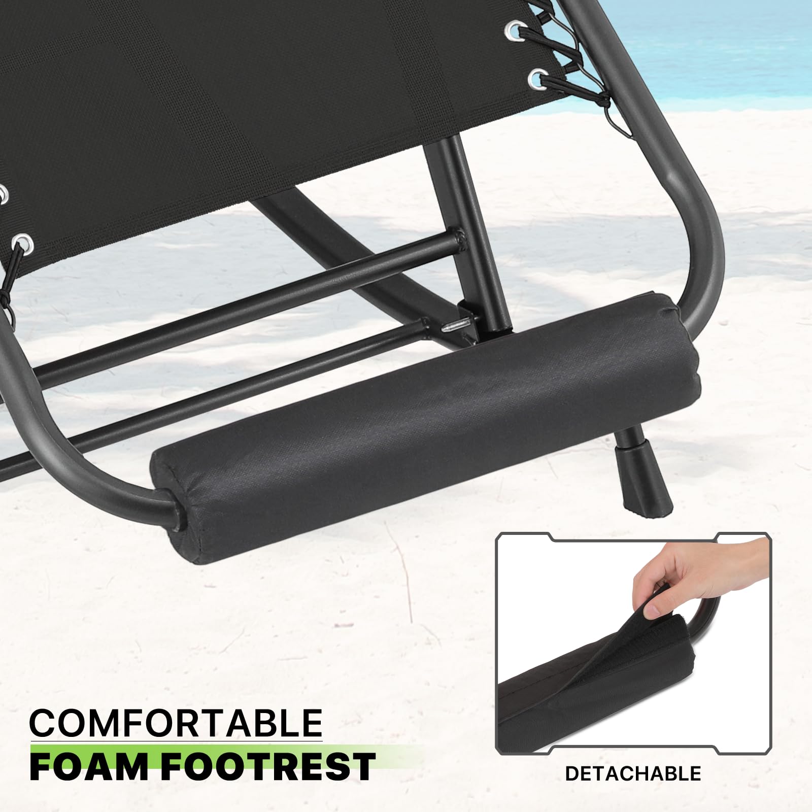 **Magshion Oversized Patio Rocking Chairs Set of 2 - Foldable Zero Gravity Recliner with Adjustable Footrest, 29-Inch, Black - Perfect for Backyard, Poolside & Outdoor Relaxation**