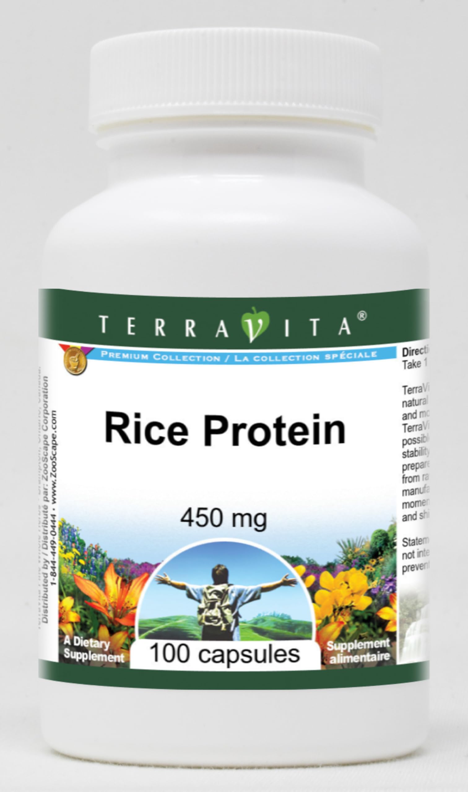 Organic Rice Protein Powder - 450mg per Capsule, 100 Capsules | Plant-Based Vegan Protein Supplement for Muscle Recovery & Weight Management | ZIN: 521320 | Ideal for Post-Workout, Smoothies & Baking