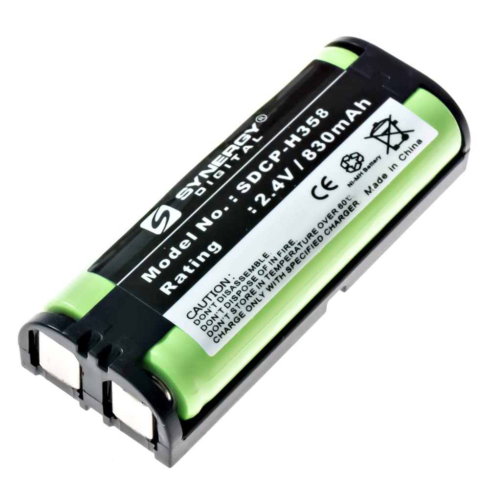 Synergy Digital Rechargeable Ni-MH Cordless Phone Batteries (2.4V 830mAh) - 5-Pack Compatible with Panasonic KX-TG6702 - Perfect for Home & Office Cordless Phones, Long-Lasting Power Solution